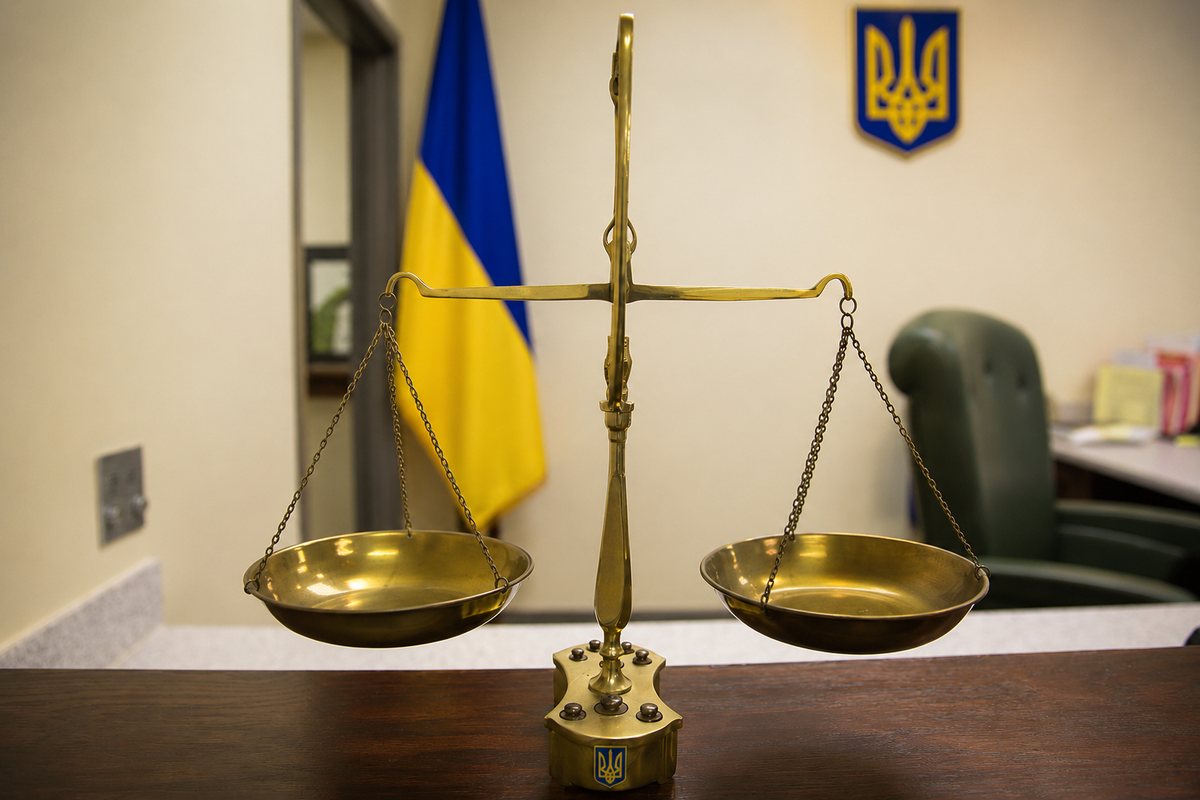 Терези правосуддя в юридичному кабінеті